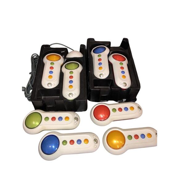 Xbox 360 SCENE IT - Big Button Wireless Controllers Complete 8 Pc + Receiver - Picture 1 of 6
